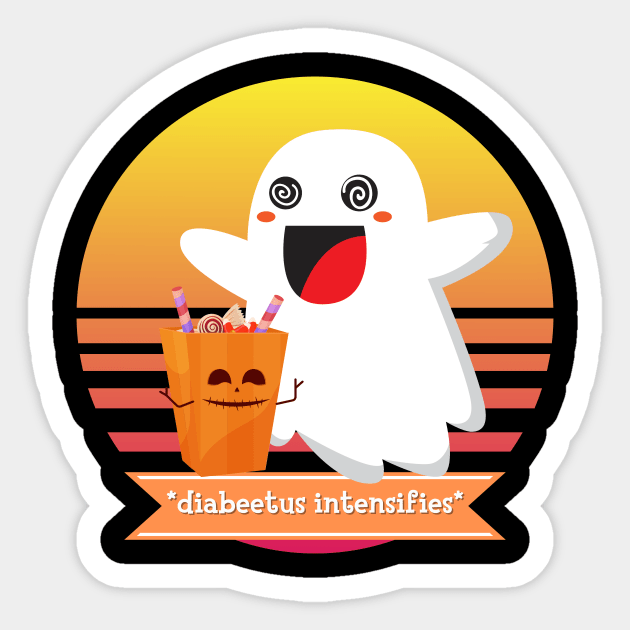 Halloween Cute Ghost Diabeetus Intensifies Funny Costume for Diabetics Sticker by nathalieaynie